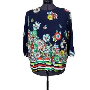 Crown & Ivy women's plus size 1X floral long sleeve lightweight blouse